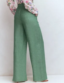 Boden Pantalons|Ensembles Assortis-Pantalon Belgravia en lin Chambray vert aloe vera
