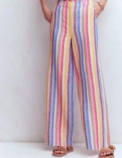 Boden Pantalons|Ensembles Assortis-Pantalon Belgravia en lin À Rayures Multicolores