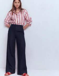 Boden Pantalons-Pantalon Belgravia en lin Bleu marine