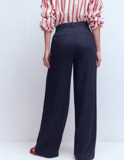 Boden Pantalons-Pantalon Belgravia en lin Bleu marine