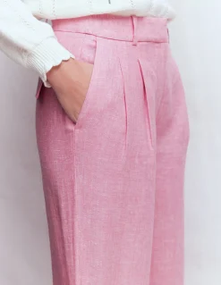 Boden Pantalons-Pantalon Bloomsbury en lin Chambray rose reine-des-prés