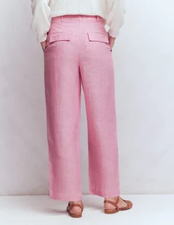 Boden Pantalons-Pantalon Bloomsbury en lin Chambray rose reine-des-prés