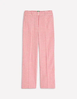Boden Pantalons|Ensembles Assortis-Pantalon Canonbury en lin VICHY ROSE ANCIEN ET IVOIRE