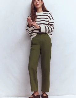 Boden Pantalons-Pantalon chino droit Chevrons vert des bois
