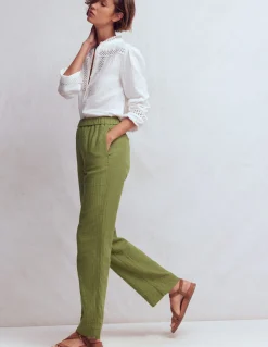 Boden Pantalons-Pantalon double-étoffe à enfiler Vert Olive