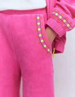 Boden Pantalons|Ensembles Assortis-Pantalon droit en éponge Rose brodé