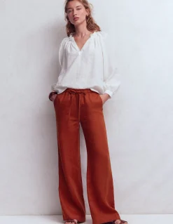 Boden Pantalons-Pantalon Islington en lin Orange brûlé