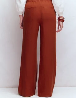 Boden Pantalons-Pantalon Islington en lin Orange brûlé