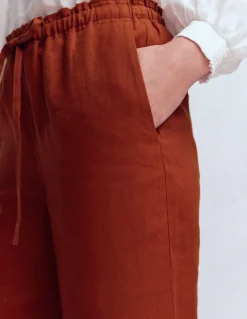 Boden Pantalons-Pantalon Islington en lin Orange brûlé