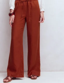 Boden Pantalons-Pantalon Islington en lin Orange brûlé