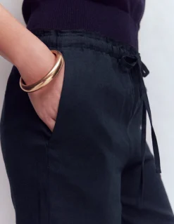 Boden Pantalons-Pantalon Islington en lin Bleu marine