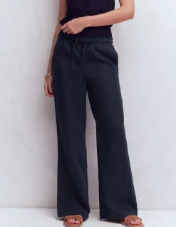 Boden Pantalons-Pantalon Islington en lin Bleu marine