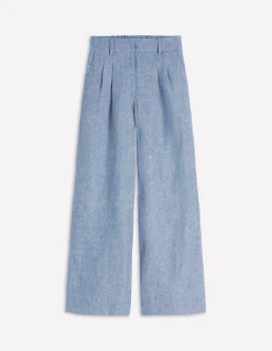 Boden Pantalons-Pantalon Kensington en lin Chambray Bleu