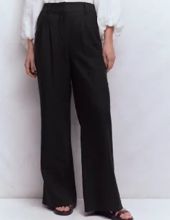 Boden Pantalons-Pantalon Kensington en lin Noir