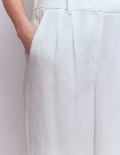 Boden Pantalons-Pantalon Kensington en lin Blanc