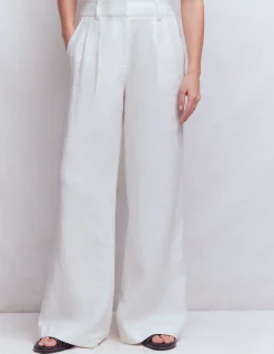 Boden Pantalons-Pantalon Kensington en lin Blanc