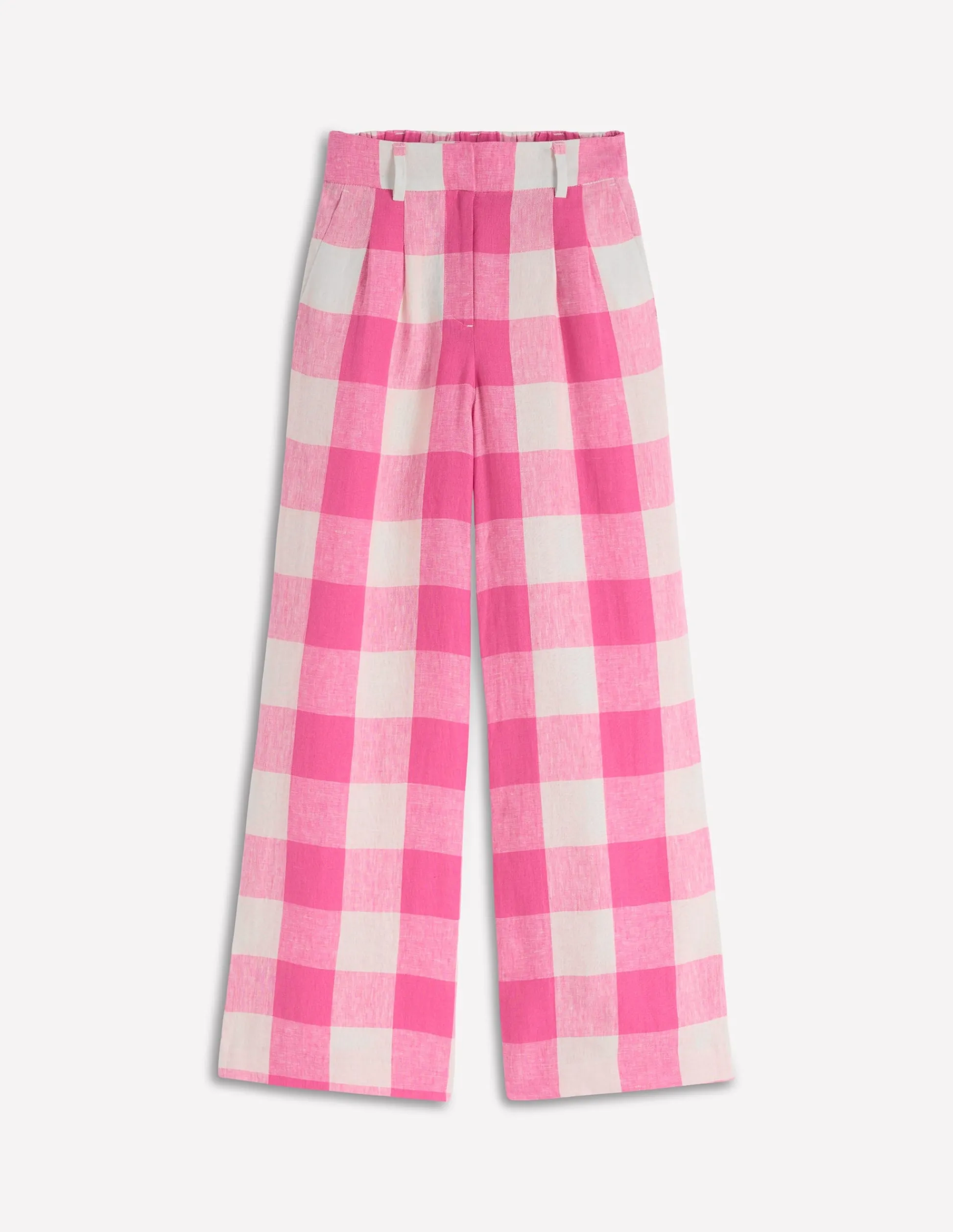 Boden Pantalons|Ensembles Assortis-Pantalon Kensington en lin Punch rose, vichy