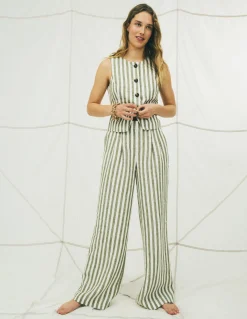 Boden Pantalons|Ensembles Assortis-Pantalon Kensington en lin Rayé éphémère