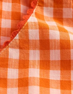 Boden Pantalons|Ensembles Assortis-Pantalon large Vichy orange/ivoire