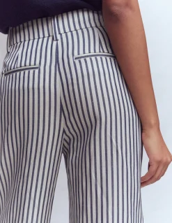 Boden Pantalons|Ensembles Assortis-Pantalon large Kensington Bleu et Ivoire à Rayures