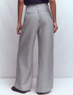 Boden Pantalons|Ensembles Assortis-Pantalon large Kensington Bleu et Ivoire à Rayures