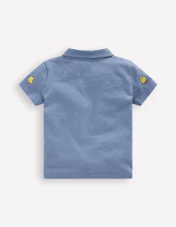Boden Tops & Bodies-Polo brodé Poussins duveteux bleu clair