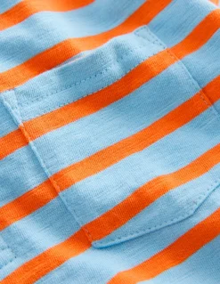 Boden Tops & T-Shirts-Polo flammé Bleu glacier/Rouge pétard