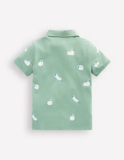 Boden Tops & T-Shirts-Polo flammé et brodé Mouton vert