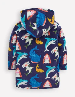 Boden Maillots & Tenues De Plage-Poncho en éponge à fermeture zippée Requins bleu marine universitaire