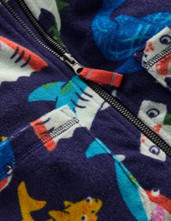 Boden Maillots & Tenues De Plage-Poncho en éponge à fermeture zippée Requins bleu marine universitaire