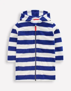 Boden Maillots & Tenues De Plage-Poncho en éponge à fermeture zippée Rayé bleu saphir