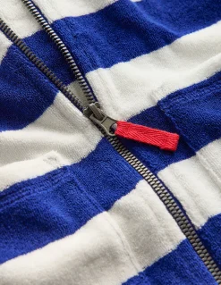 Boden Maillots & Tenues De Plage-Poncho en éponge à fermeture zippée Rayé bleu saphir