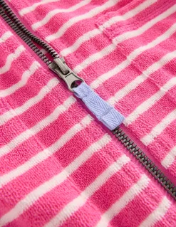 Boden Maillots & Tenues De Plage-Poncho en éponge Romie à fermeture zippée Rayé rose sorbet