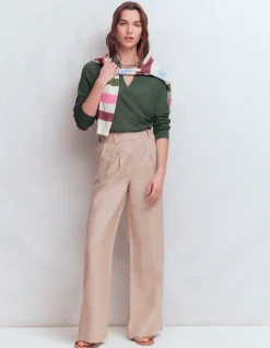 Boden Pulls & Gilets-Pull à col Agnes en lin Jaspe vert