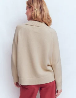 Boden Pulls & Gilets-Pull à col tunisien en coton Pêche amande