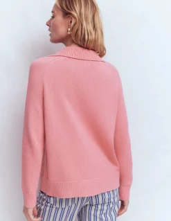 Boden Pulls & Gilets-Pull à col tunisien en coton Rose ancien