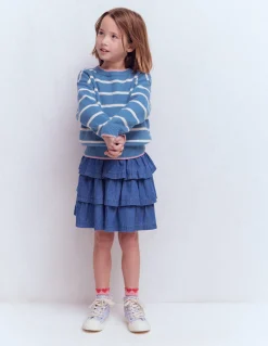 Boden Pulls & Gilets-Pull à emmanchures basses Bleu lac argenté/écru chiné