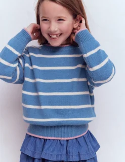 Boden Pulls & Gilets-Pull à emmanchures basses Bleu lac argenté/écru chiné