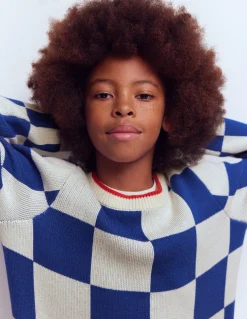 Boden Pulls & Gilets-Pull à motif Damier bleu connecté