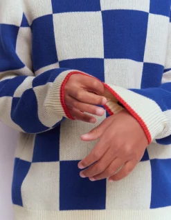 Boden Pulls & Gilets-Pull à motif Damier bleu connecté