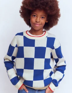 Boden Pulls & Gilets-Pull à motif Damier bleu connecté