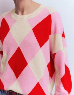 Boden Cachemire|Pulls & Gilets-Pull Anastasia en cachemire Motif Argyle rouge et rose