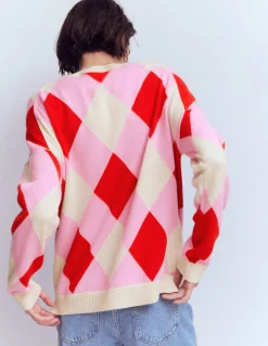 Boden Cachemire|Pulls & Gilets-Pull Anastasia en cachemire Motif Argyle rouge et rose