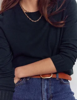 Boden Tenues De Travail|Pulls & Gilets-Pull col rond Emilia en coton Bleu Marine