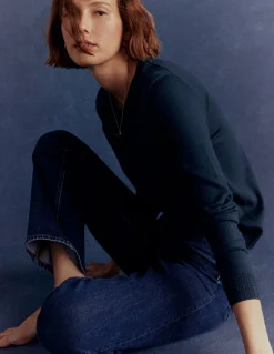 Boden Tenues De Travail|Pulls & Gilets-Pull col rond Emilia en coton Bleu Marine