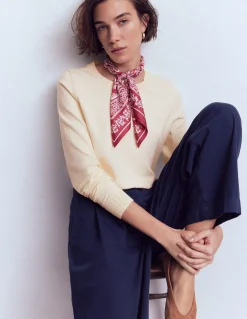 Boden Tenues De Travail|Pulls & Gilets-Pull col rond Emilia en coton Ivoire chaud