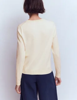 Boden Tenues De Travail|Pulls & Gilets-Pull col rond Emilia en coton Ivoire chaud