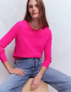 Boden Tenues De Travail|Pulls & Gilets-Pull col rond Emilia en coton Rose pivoine