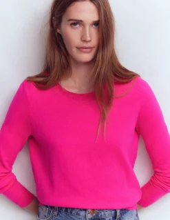 Boden Tenues De Travail|Pulls & Gilets-Pull col rond Emilia en coton Rose pivoine