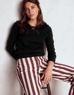 Boden Tenues De Travail|Pulls & Gilets-Pull col rond Emilia en coton Noir